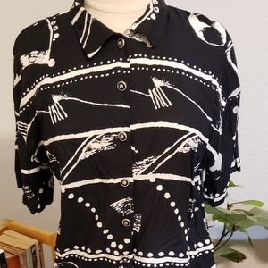 Womens vintage top, black/white, Vintage 8